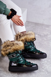 Women's Lace-up Snow Boots Green Santero
