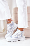 High Sneakers On A Chunky Sole Blue With Tie-Dye Effect Trissy