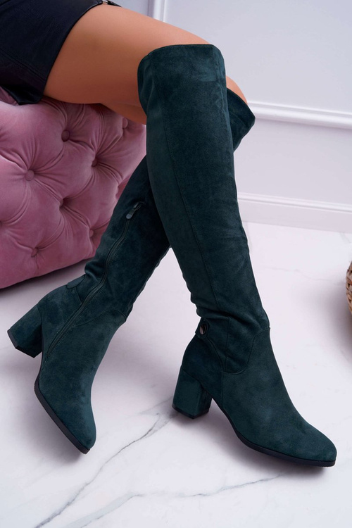 Women's Stiletto Boots Suede Green Torgos