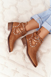 Openwork Boots With Jets Camel Dakota