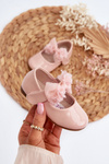 Lacquered Children's Ballerina Flats with Velcro and Bow Pink Olessa