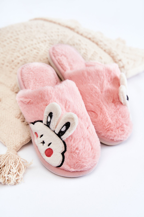 Papcie Damskie Futrzane Królik Jasnoróżowe Trisha