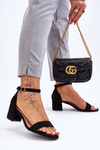 Low Heel Suede Sandals Black Quincy