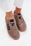 Damskie Sneakersy Zamszowe Ciemnobeżowe Vinceza 79557