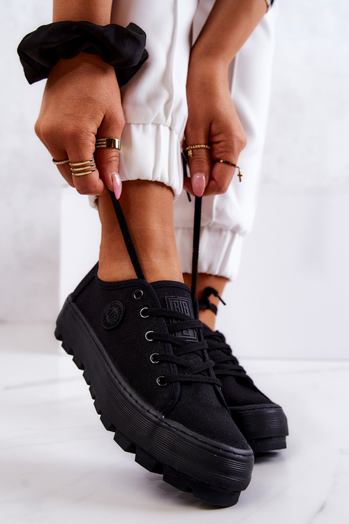 Trampki Damskie Na Platformie BIG STAR Czarne JJ274489