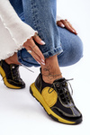 Buty Sportowe Damskie Skóra Maciejka 06295-01 Czarno-Żółte