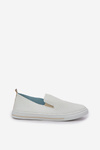 Slip-on eco leather women's sneakers with inscription light beige Zalinne