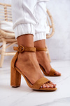 Suede Sandals On A Bar Camel Hattie