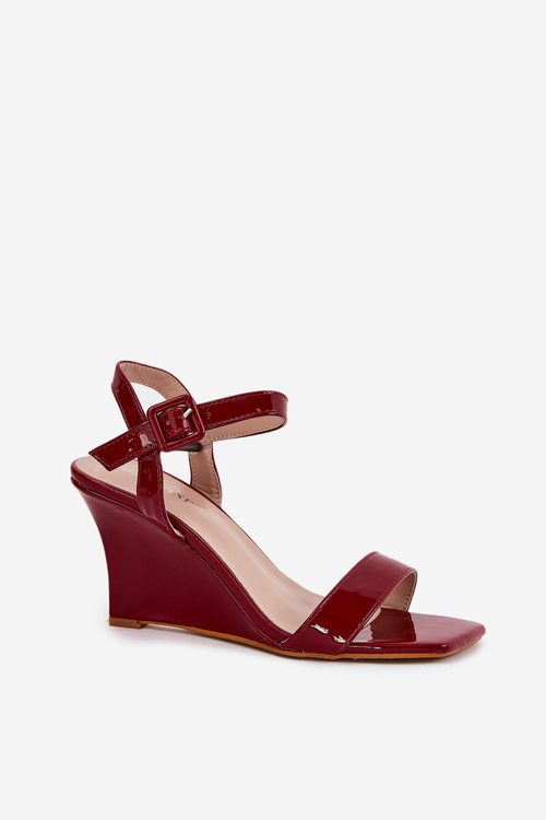 Lacquered Women's Wedge Sandals Bordeaux Vliraya