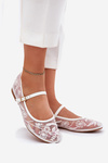 Mesh Ballet Flats With Embroidery And Decoration White Tillilora
