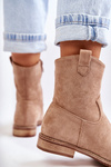 Women's Suede Flat Heel Boots Beige Fiorenz