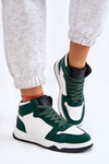 Buty Sportowe Trampki Wysokie Damskie Biało-Zielone Rumour