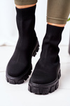 Elastic Fabric Boots On The Platform Black Inspiration