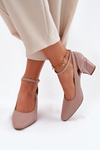 Leather Heels On A Block Heel Maciejka K6816-04 Beige
