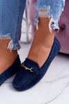 Women's Comfort Suede Moccasins Navy Blue Anzio