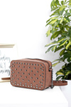 Women's Handbag Brown Letter Bag with Studs