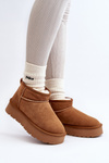 Fashionable Suede Low Snow Boots Camel Nucca