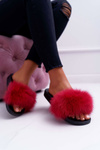 Women's Flip Flops with Natural Fur Red Naturis