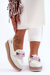 Women's Platform Moccasins with Stones White Elonore