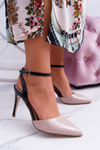 Women's Stiletto Sandals Beige and Black Ergola
