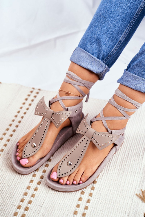 Lu Boo Women's Grey Tiered Sandals Flip Flops Mara