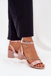 Ladies Heeled Sandals With Zirconia Vinceza 20268 Beige