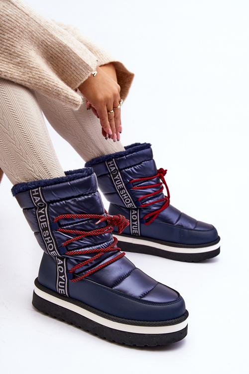 Women's Snow Boots with Laces Navy Lilara