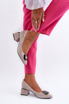 Women's Court Shoes with Block Heel and Grey Decoration Sarala