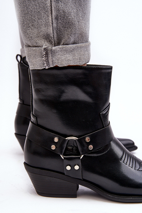 Women's Lined Cowboy Boots Black Venosa