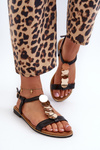 Women's Black Flat Sandals Made of Eco Leather Jeritellia