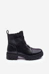 Leather Boots On Flat Heel Black Azulenn