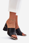 Elegant women's sandals on a heel black Raiza