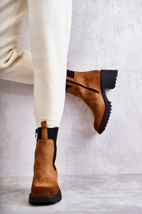 Women's Warm Boots On Heel Camel Abella