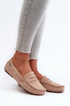Women's Beige Faux Suede Loafers Rerceria