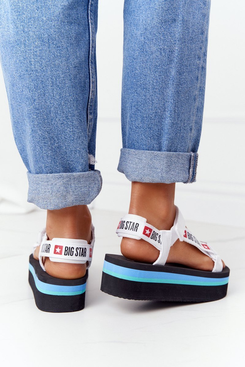 Sandały Piankowe Platforma Big Star Czarno-Białe HH274A087