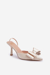 Fabric High Heels With Bow Golden Selatea