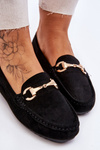 Classic Suede Loafers With Embellishments Black Arla