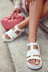 Leather Sandals On Platform White Tessy
