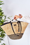 Braided Beach Bag Basket NOBO XK0370 Beige-Black