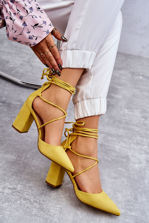 Classic Tied Suede Pumps Yellow Lucira