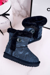 Children's Snow Boots With Fur And Button Navy Kawai