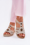 Women's Wedge Sandals With Decorations Light Beige Inblu RV000015