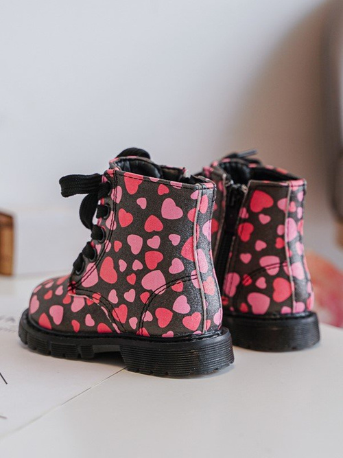 Kids' Lined Boots with Zipper Black-Pink Dolida