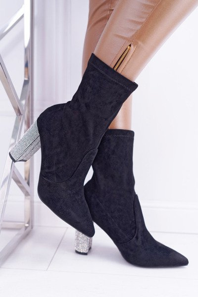 Women's Black Stiletto Boots Suede Hendo