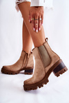 Warm women's boots with a zipper Beige Lenaris