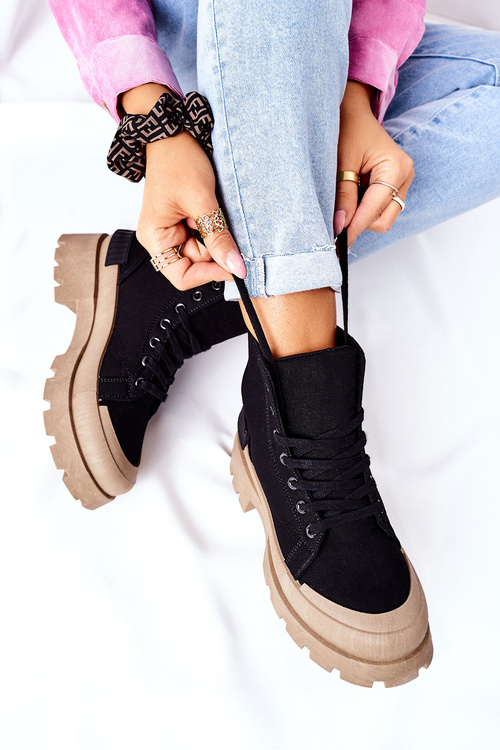 Damskie Botki Trapery Czarne Any One