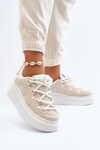 Women's sneakers with chunky lacing beige Vinali