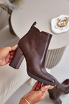 Insulated Women's Heeled Boots Eco Leather Dark Brown Teresine