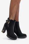 Women's Boots With Golden Buckle On Heels Insulated Black Erilanes