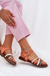 Women's Sandals With Intertwining Straps Orange Sergio Leone SK090H